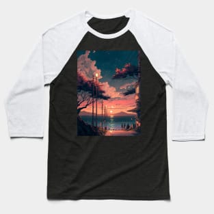 Aesthetic Anime Sunset Background Artwork #3 Baseball T-Shirt